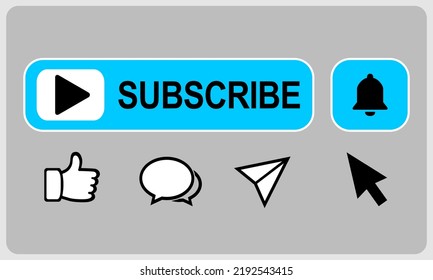 Subscribe and bell button. red button subscribe to channel, blog. Social media background. Marketing button ui in Vector illustration