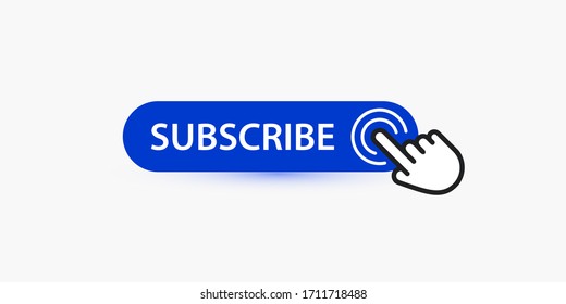 Subscribe blue button template for potential subscribers, blue pointer and reminder for web, vector icon.