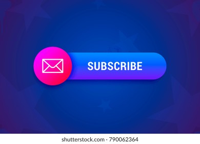 Subscribe button, banner with envelope icon in modern gradient style. Vector illustration.