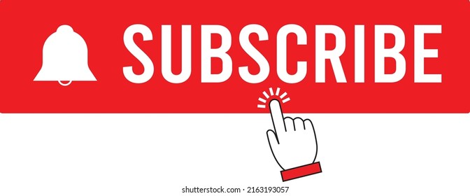 Subscribe Button Bell Icon Hand Cursor Stock Vector (Royalty Free ...