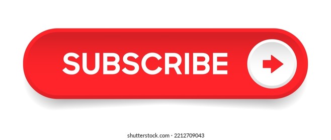 Subscribe button Bell, notification icon button and hand cursor click. Red button subscribe to channel social media, marketing, blog. Vector illustration for website, mobile app, UI UX. EPS 10