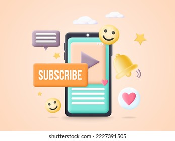 Botón de suscripción con campana para vector de medios sociales