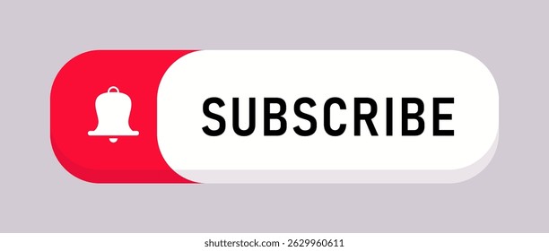 Subscribe button with bell. Subscribe to video channel. Button red white black subscriptions for social media. Web buttons for promotion and marketing. Vector illustration.