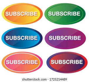 Subscribe button for blog, site, video, service marketing and advertising. flat vector set