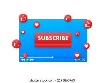 Subscribe button. Blogging, promotion. Social media concept. Streaming video. Vector stock illustration.