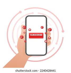 Subscribe button. Blogging, promotion. Social media concept. Streaming video. Vector stock illustration.