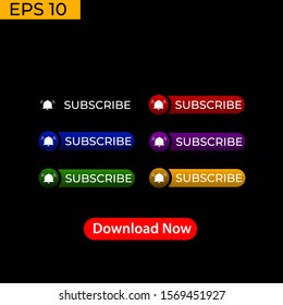 Subscribe button color with arrow cursor and shadow. illustration 