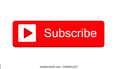 Subscribe button color with hand cursor and shadow. Vector illustration