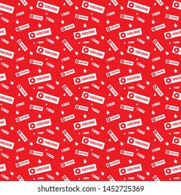 SUBSCRIBE - button color with hand cursor and shadow. Seamless pattern. Vector illustration. EPS 10