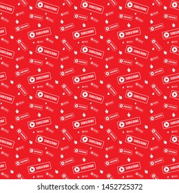 SUBSCRIBE - button color with hand cursor and shadow. Seamless pattern. Vector illustration. EPS 10
