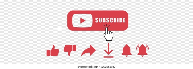 Botón de suscripción con otro icono vectorial de botones de medios diferentes. Plantilla de diseño de vectores de botones de medios diferentes