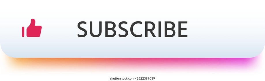 Subscribe button featuring a vibrant gradient effect, highlighting a like notification and encouraging followers to engage with social media or online channels for content updates