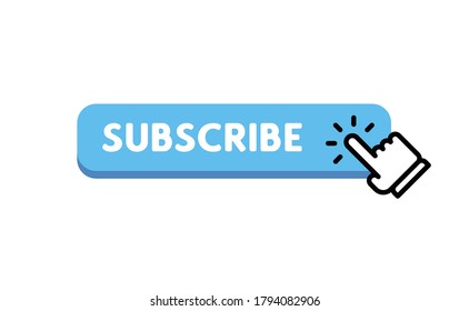 Subscribe button with hand clicking icon