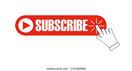 Red Button Subscribe Channel Hand Cursor Stock Vector (Royalty Free ...