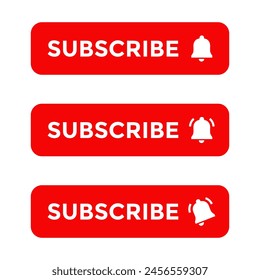 Subscribe button icon with bell. Channel subscription elements