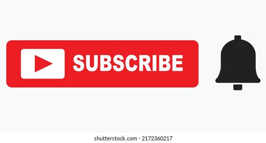 Subscribe button icon for using YouTube video and  social media. Used for Subscribe to video channel and web newsletter. Youtube Subscribe Button Vector.