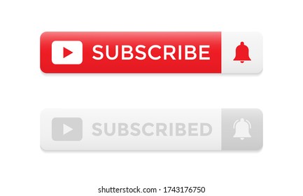 Subscribe Button Icon Vector with Bell. Subscribed Design for Streaming Channel and Social Media