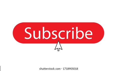 The subscribe button isolated on white background with cursor in the center
