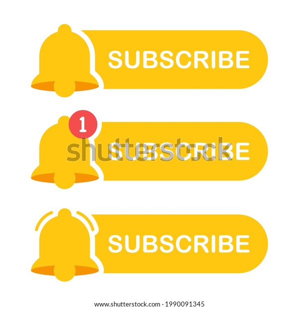 Subscribe Button Notification Bell Icon Social Stock Vector Royalty