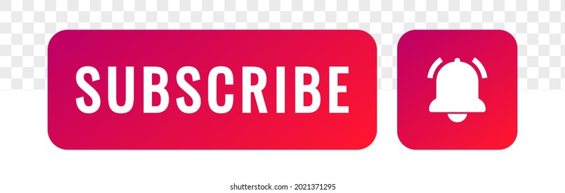 Subscribe button with notification bell on. Vector illustration. Subscribe vector web button