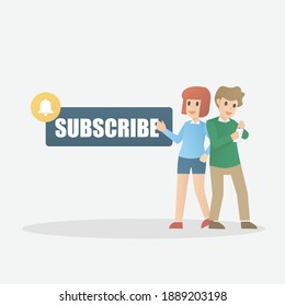 Subscribe button on social media,subscription online marketing,Track your content  video channel blog and newsletter,notification bells symbols on Smartphone,Invite to press the follow button,vector.