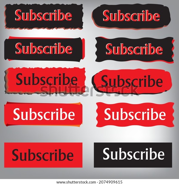 Subscribe Button Pack Dark Mode Red 库存矢量图（免版税）2074909615 | Shutterstock