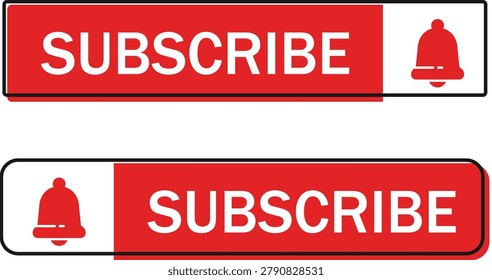 Subscribe button with red background and pencil icon vector illustration