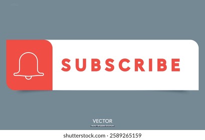 SUBSCRIBE - button red color. Infographics element for social networks.