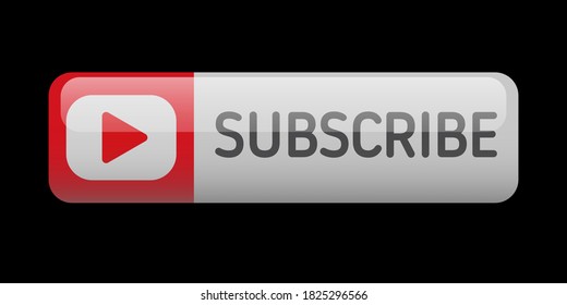 Subscribe button rounded fellow banner isolated on black background. Vector illustration.