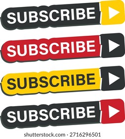 Conjunto de botões de inscrição para design de mídia social