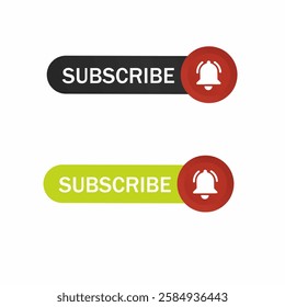 Subscribe button set. Vector image.Subscribe, bell button. Red button subscribe to channel, blog. Social media background. Marketing. 