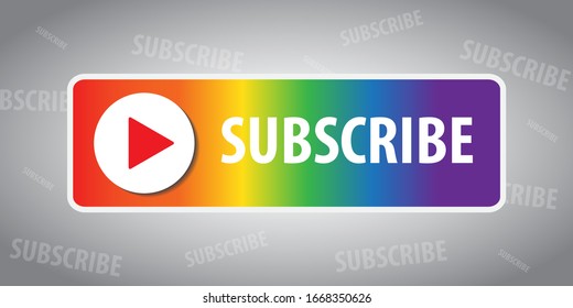 SUBSCRIBE - button with shadow.  LGBT color. Vector illustration. EPS 10