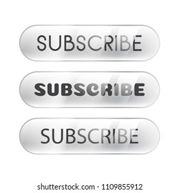 Subscribe button shine chrome glassy vector set for web, mobile app, logo, infographics, game interface, ui, graphic design, GUI asset