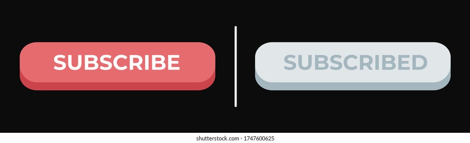 Subscribe Button, Subscribed with Red Bell on Dark Grey Background