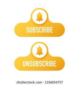 Subscribe Button Template with the notification bell. News subscribe button. Business concept subscribe. Vector stock illustration.