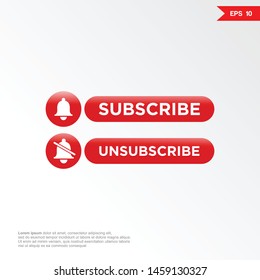 Subscribe Button Template with the notification bell icon and Unsubscribe button with the forbidden notification bell icon. Reminder icon. News subscribe button. new for app or web. eps 10