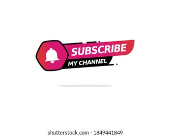Subscribe button template. Social media button, element for subscribed video channel.