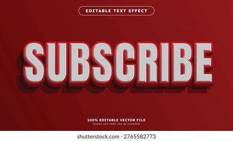 Subscribe button text effect editable red social media font style