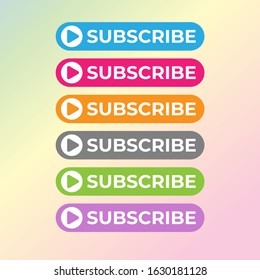 Subscribe Button For TV Channel or Social Media With Play Button, Rounded Shape, Ellipse, Pastel Colors