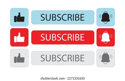 Subscribe Button Vector For Channel, With Bell Icon And Like Button