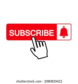 Subscribe button vector icon on white background. Click button isolated. Hand click icon vector.