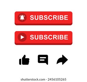 subscribe button for video channel in modern with bell icon Social media notification icons in modern button like comment share bell play icon
