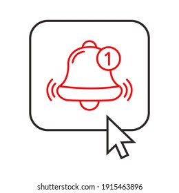 Subscribe button for video service. Subscription icon with bells.