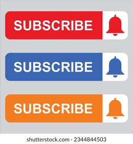 Subscribe Buttons 3 Bright Colors Icons for Youtube Channel Videos