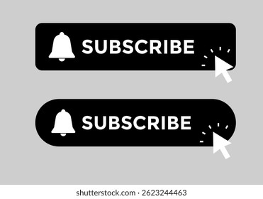 Botões Inscrever. Modelo de notificação de mídia social. Canal do YouTube. Alerta Bell. Botão de Inscrição
