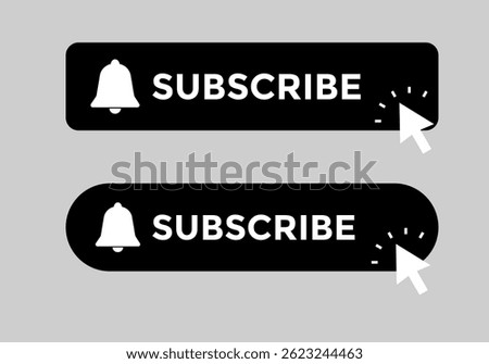 Subscribe buttons. Social media notification template. YouTube channel. Bell Alert. Subscription Button
