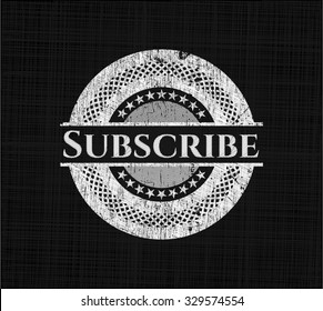 Subscribe chalkboard emblem on black board