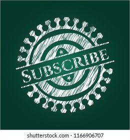 Subscribe chalkboard emblem written on a blackboard