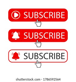 Subscribe to the channel, red bell. New video alert. Subscription button with a bell.