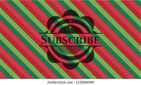 Subscribe christmas colors style emblem.